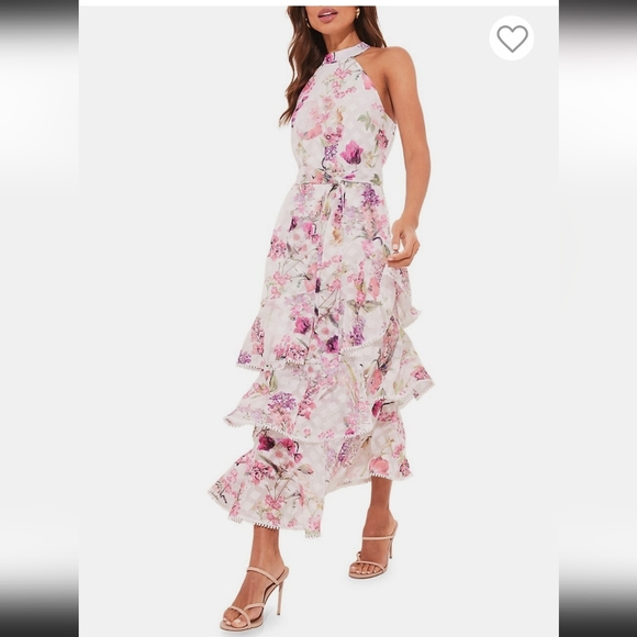 Lipsy Natalia Tiered Halter Dress - Picture 3 of 13